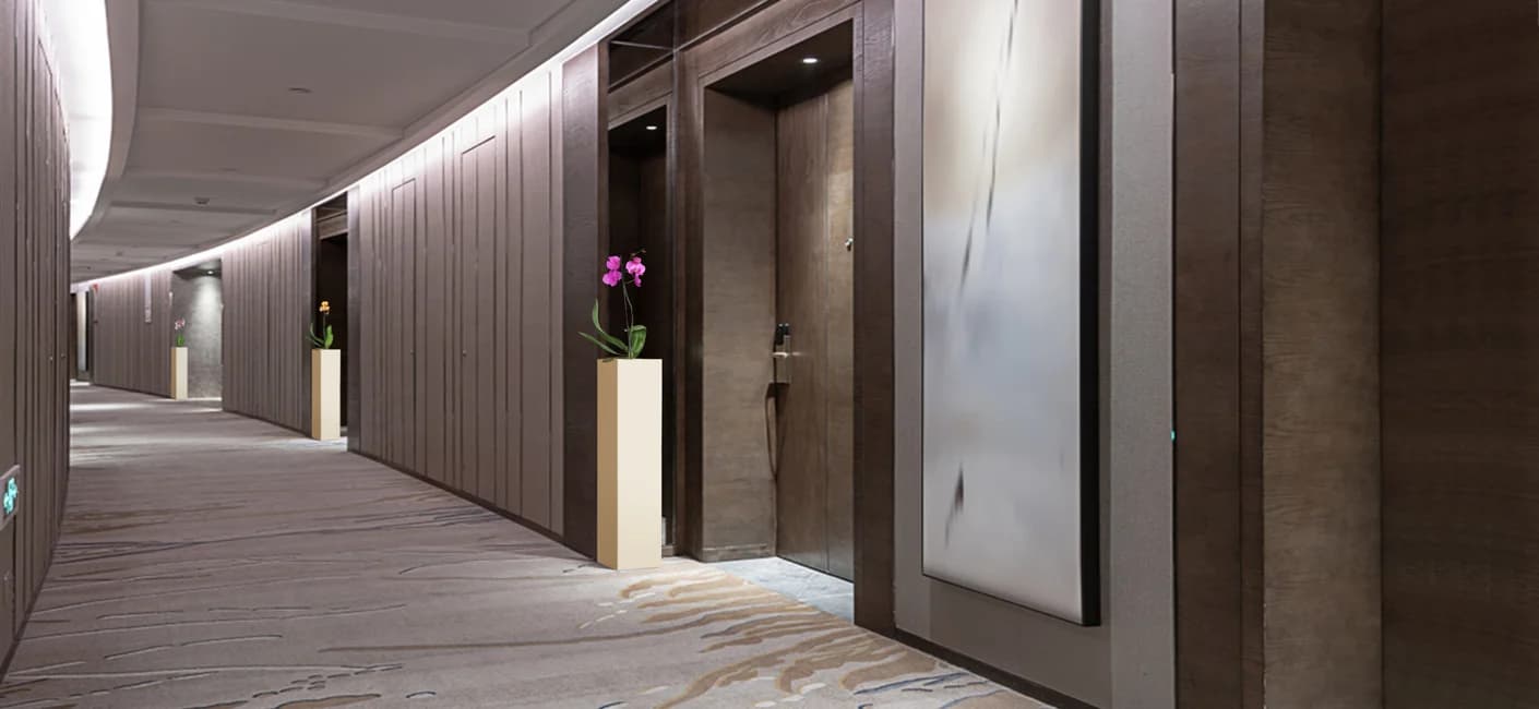 beautiful grey rectangular planter for hotel