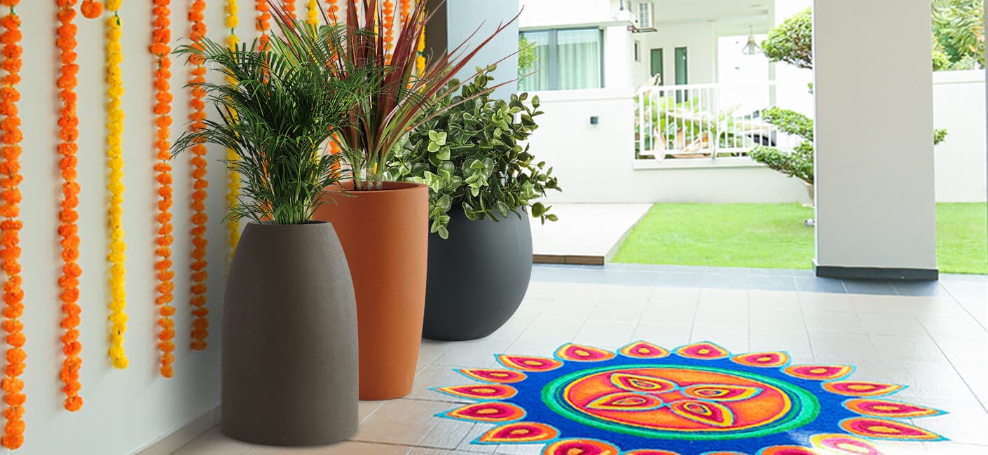 Diwali Home Decoration Ideas with Planters